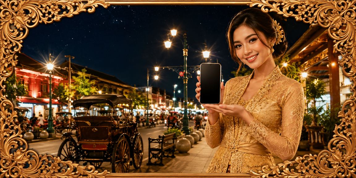 Model menampilkan hasil komisi VIP referral di smartphone
