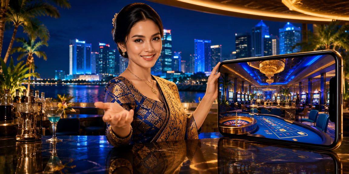 Mobile casino experience with player using smartphone
